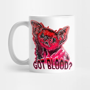 GOT BLOOD? Neon cute Vampire bat face shirt RED Mug